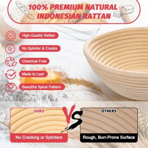 EWFEN Sourdough Starter Kit with Round & Oval Banneton, Complete Sourdough Bread Baking Supplies, Bread Proofing Basket with Starter Jar, Bread Making Tools Kit for Beginners & Bakers — view 2
