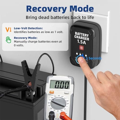 1.5A 6V/12V Car Battery Charger – Automatic Trickle Charger, Battery Maintainer with Overcharge Protection & Temperature Compensation – for Lead Acid, AGM, Gel, Lithium Batteries — view 4