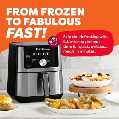 Instant Pot 6QT VORTEX Plus Air Fryer, 6-in-1, Air Fry, Broil, Dehydrate, Crisp, Roast, Reheat, Bake, Dishwasher-Safe Airfryer basket, from the Makers of Instant Pot, Stainless Steel — view 2