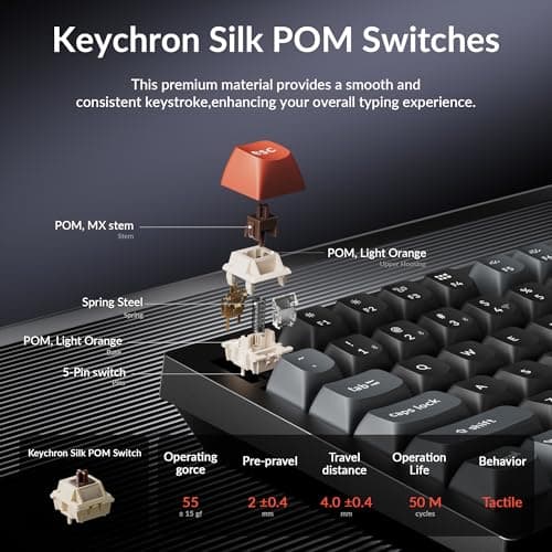 Keychron V6 Ultra Full-Size Wireless Mechanical Keyboard - 2.4 GHz&Wired(8000Hz)/Bluetooth, ZMK Programmable Brown Tactile Switch, Compatible with Mac Windows Linux - Black — view 5