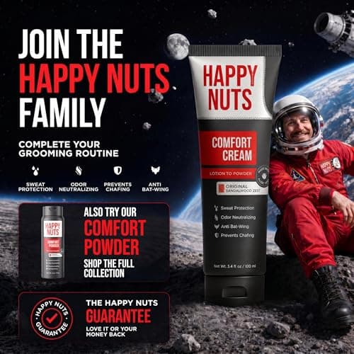 Happy Nuts Comfort Cream Deodorant For Men: Anti-Chafing Sweat Defense, Odor Control, Aluminum-Free Mens Deodorant & Hygiene Products for Men's Private Parts — view 7