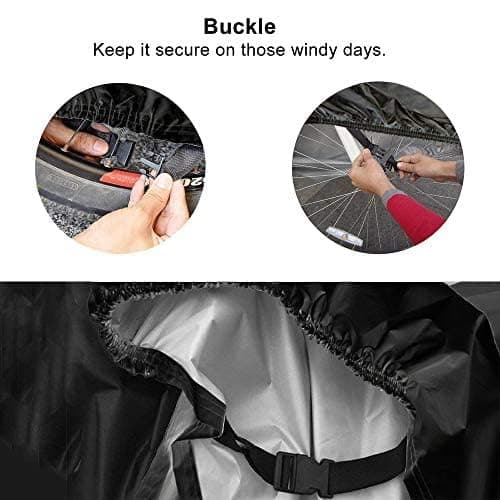 Bike Cover for 2 or 3 Bikes Outdoor Waterproof Bicycle Covers Rain Sun UV Dust Wind Proof with Lock Hole for Mountain Road Electric Bike Heavy Duty Bikes Black — view 3