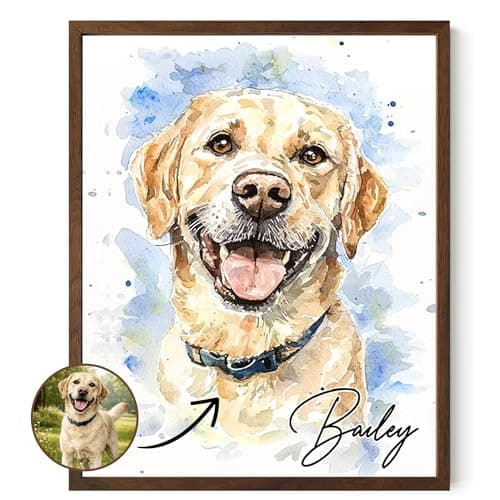Custom Pet Portrait from Your Photos Watercolor Painting, Dog Memorial Gifts for Loss of Dog, Personalized Gift for Her Birthday, Pet Memorial Gift for Dogs, Cat & Dogs Portrait, Classic Watercolor