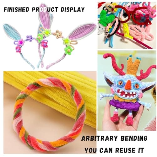 Pipe Cleaners Craft Bulk,Kids Toys & Games Gifts,200pcs Arts Crafts,Chenille Stems Art Supplies for Projects Creative DIY Room Decor,Christmas Decorations,Juegos para Niños Fidget Toys for Ages 5-7 — view 3