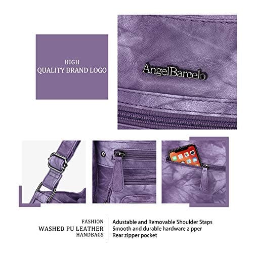 Angel Barcelo Crossover Purse and Handbags Crossbody Bags for Women,Ultra Soft Leather Neatpack Bag Shoulder Purses for Girl (Stylish Purple) — view 3