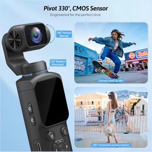 4K Pocket Vlogging Camera,75MP Handheld Camcorder with 330° Rotating Lens & Face Tracking,WiFi and Autofocus,3-Axis Stabilizer,1.72" Touch Screen, for Travel,Vloggers and YouTube (black-128G) — view 3