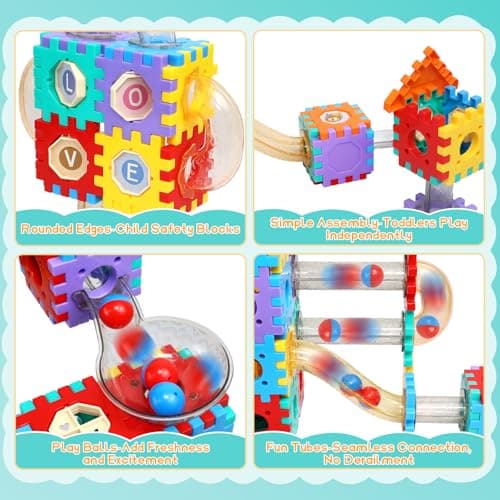 AOSITE 234 PCS STEM Marble Run Building Learning Toy Kid Gift Construction Race Track Marbles Run Building Block for 4 5 6 7 8 9 10 11 12Years, Creative Marble Run Games Boy Girl Birthday Xmas Present — view 3