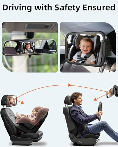 Zacro Baby Car Mirror, Shatter-Proof Acrylic Baby Mirror for Car, Rearview Baby Mirror-Easily to Observe The Baby's Every Move, Safety and 360 Degree Adjustability — view 2