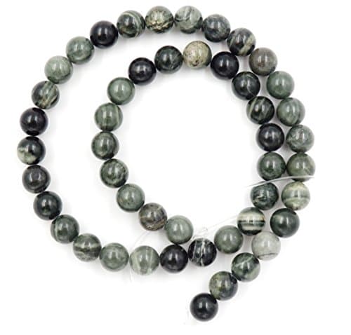 Malahill Gemstone Beads for Jewelry Making, Sold per Bag 5 Strands Inside, Green Sandalwood Fosill 8mm — view 4