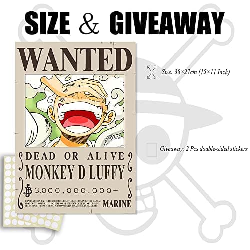 TYZZHOA 15in×11in Anime [OP] Wanted Bounty Posters, New Edition, 10 Straw Hat Pirates Crew Zoro, Sanji, Luffy, a Set of 11PCS — view 2