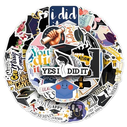 50PCS 2026 Graduation Stickers, Class of 2026 Stickers for Graduation Decorations Grad Cap Diploma Decals for Laptop, Skateboard, Phone Case, Luggage-Congrats Grad Decor for Teens, Adults, Boys, Girls