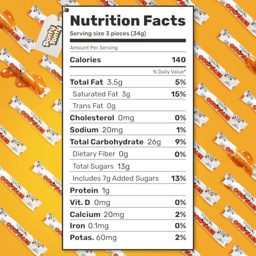 Caramel Candy Vanilla 1 pound – Soft and Chewy, Filled With Cream, Individually Wrapped, Bulk Candies in Resealable Bag