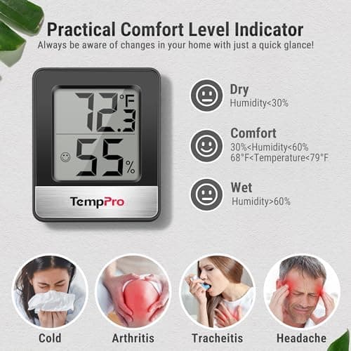 TempPro TP49 Digital Hygrometer Indoor Thermometer Humidity Meter Room Thermometer with Temperature and Humidity Monitor Mini Hygrometer Outdoor Thermometer (Previously ThermoPro) — view 2