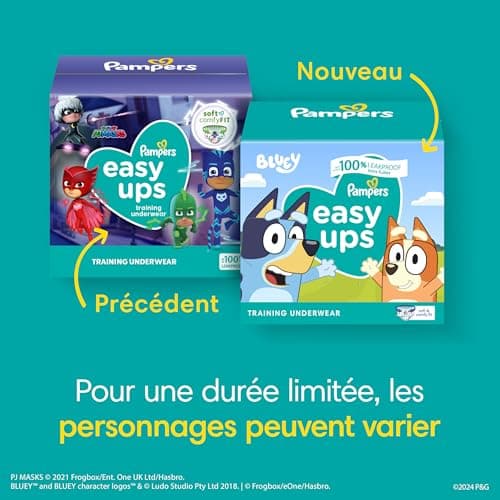 Pampers Easy Ups Girls & Boys Potty Training Pants, Size 7 (5T6T), Bluey Absorbent Training Underwear, Up to 100% Leakproof Day and Night, Hypoallergenic, 1 Pack (Count of 70) — view 10