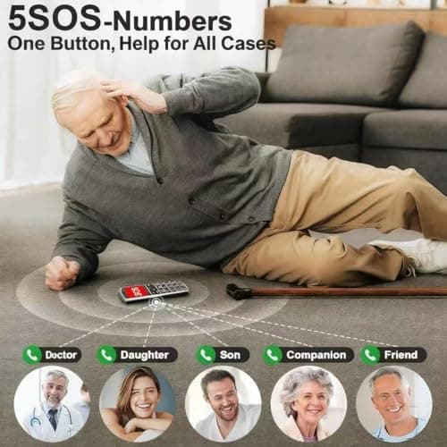 artfone A400 Big Button Cell Phone for Seniors, 4G LTE Unlocked Phones, SOS Button, 2MP Camera, Charging Dock, 3 Slots, Speed Dial, Volume Boost, Large Fonts, Voice Time, Dumb Phone, 1800mAh - Silver — view 3