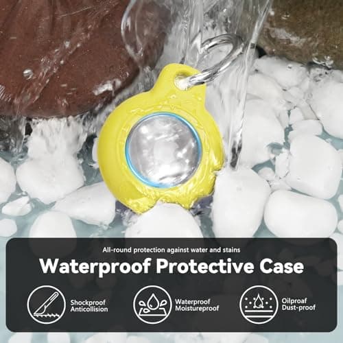 Inesore IPX8 Waterproof for Airtag Holder, Compatible with Apple Air Tags Keychain (with Lock),Anti-Scratch and Shock Case for Dog,Car Key,Luggage (Yellow) — view 3