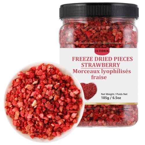 Premium Freeze Dried Strawberries Pieces 6.5 Oz/185g,Frozen Dried Strawberry,100% Pure & No Additives.