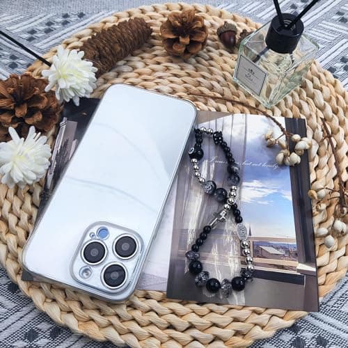 AGEN KGEN Phone Charms Cute Beaded Phone Lanyard Wrist Strap Aesthetic CellPhone Keychain Cute PhoneCharms for Women (4x Black Style) — view 4