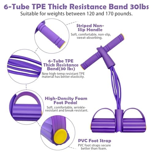 YQQKRCB Multifunctional Resistance Bands with Handles and Pedals, 4/6/8 Tubes, 300% Elasticity Latex Tension Rope for Full Body Workouts, Pilates Auxiliary Exercise Equipment (55lbs) — view 2