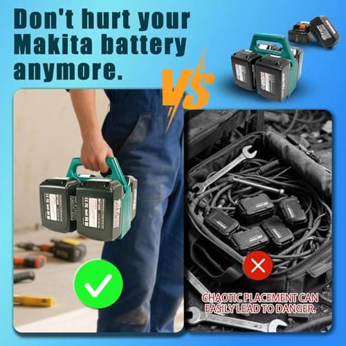 4-Slot Battery Holder for Makita 14V&18V LXT Batteries - Rugged & Portable Storage Case, Compact Organizer for Tool Boxes & Bags, Quick Access, Ideal for Transport & Job Sites — view 5