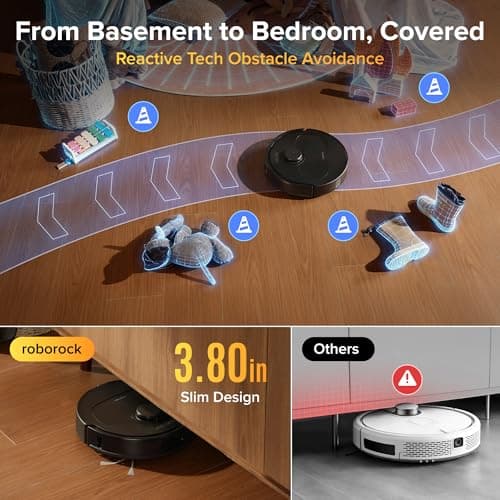 roborock Qrevo S Pro Robot Vacuum and Mop, 18,500Pa Suction, Multifunctional Dock with 167℉ Mop Self-Cleaning, Smart Obstacle Avoidance, Anti-Tangle Brush, Liftable Spinning Mop, Black — view 5