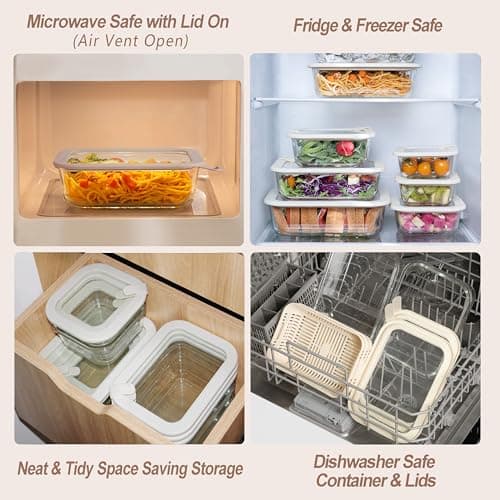 Urban Green Glass Food Storage Containers with Glass Lids, Microwave Safe Food Container Set, Aitight Meal Prep Container Set, LeakProof, 100% Plastic Free, 4 Pack — view 4