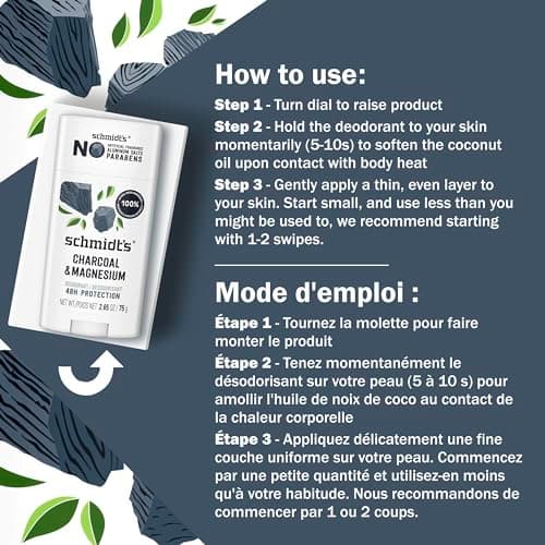 Schmidt's Natural Origin Deodorant, 48 Hour Odour Protection, Charcoal & Magnesium Deodorant for Men and Women, 75g — view 7