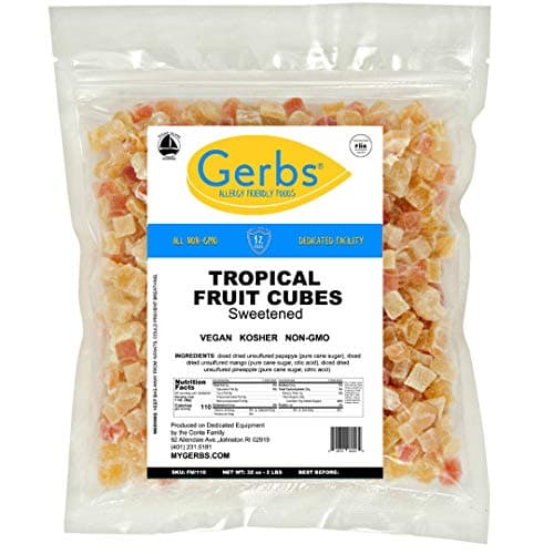 Gerbs Dried Tropical Fruit Mix, 2 LBS. - Unsulfured -Top 14 Food Allergy Free & Non GMO - Diced Mango, Pineapple, Papaya Sweetened — view 7