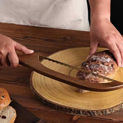 RAPSAKEMOH Bread Knife for Homemade Bread sourdough,Bread slicer for Homemade Bread, Sourdough bread knife, Baguettes and More Cuts Thin,Bow Design Easy to Cutting Even Slices — view 7