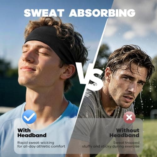 ROXUN Sport Headband, Workout Breathable Sweatband Moisture Wicking Running — view 2