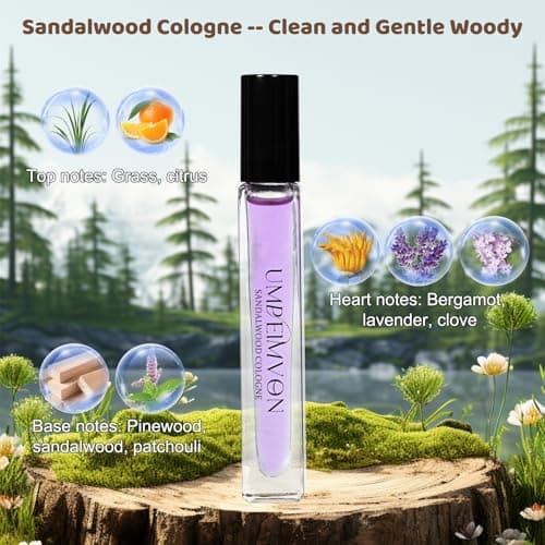 Umpeimvon 3 Pack Unisex Cologne for Men Women Cologne Perfume Oil Roll On, Classic, Sandalwood, Agarwood, Travel Size 0.33 fl.oz — view 2