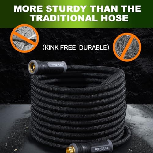 Relxitl Garden Hose, Flexible Water Hose, Ultra Lightweight Non-Expanding hose with 10 Function Sprayer, Leak proof, Pressure Resistant for Yard, Outdoor (Black, 25FT) — view 2