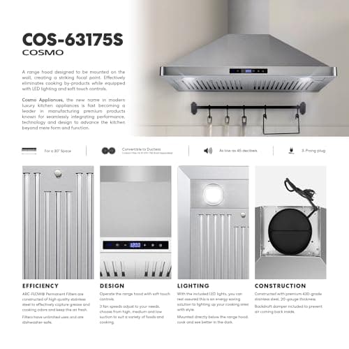 30 in. Vista Coll 380 CFM Ducted Wall Mount Range Hood LED, Stainless Steel — view 5