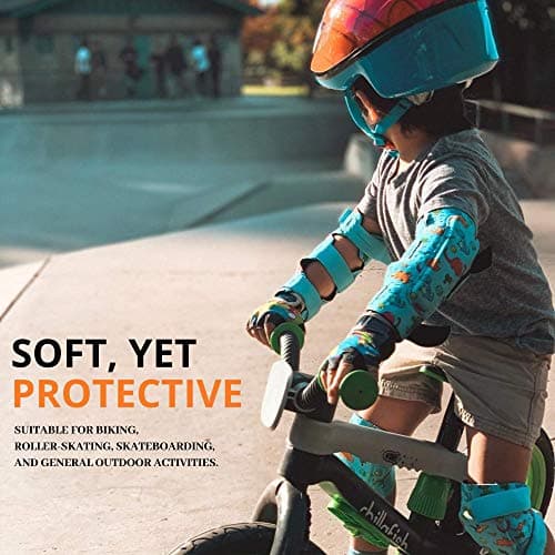 Simply Kids Knee and Elbow Pads Set for Toddlers, Ages 2-8, Unisex, Blue, Ideal for Skateboarding, Rollerblading, Mountain Biking, BMX Biking, Cycling, Protective Gear with Adjustable Velcro Straps
