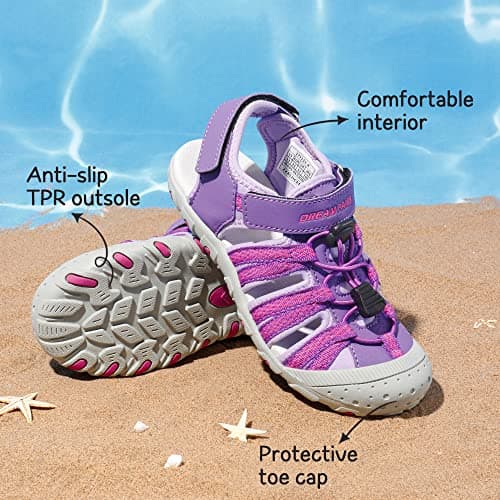 DREAM PAIRS Kids Sandals Toddler Girls & Boys Summer Outdoor Athletic Sport Sandals for Toddler/Little Kids/Big Kids,Size 6 Toddler,All Purple,171111-K — view 3