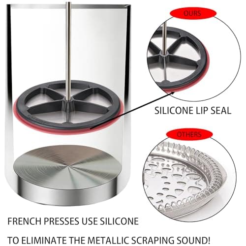 2-Pack Silicone French Press Coffee Makers compatible with Stanley Classic Stay-Hot French Press Coffee Maker 48 oz , french press coffee maker for Stanley Camping Stoves ,coffe press (Black, 2) — view 2