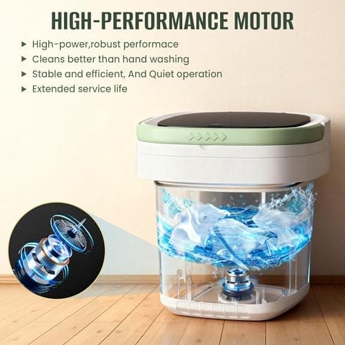 16L Foldable Portable Washing Machine, 45dB Quiet 3-Mode Mini Washer, No Installation Compact Laundry for Travel RV Dorm Apartment Camping, Green — view 4