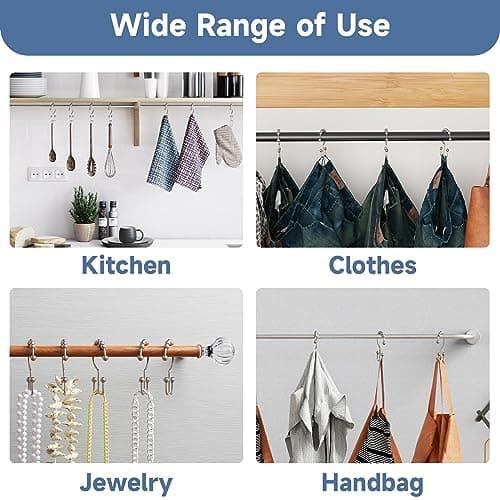Titanker Shower Curtain Hooks Rings, Rust Resistant Metal Double Glide Shower Hooks Rings for Bathroom Shower Rods Curtains, Set of 12 Hooks - Nickel — view 4