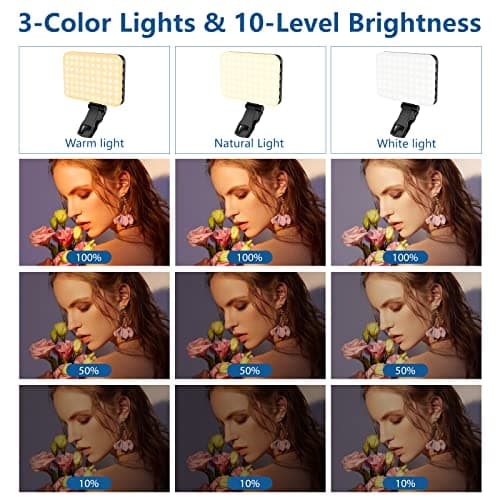 ALTSON 60 LED Portable Selfie Light Video Conference Lighting with Clip & Camera Tripod Adapter Rechargeable 2200mAh CRI 97+, 3 Light Modes for Phone iPhone Webcam Laptop Photo Makeup — view 2