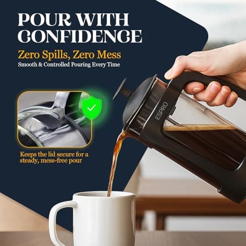 ESPRO P3 French Press Coffee Maker, 32oz, Black, Double Micro Filter Press — view 6
