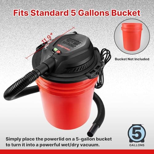 Shop-Vac 2.5 Peak HP Wet/Dry Vac Bucket Head, Fits 5 Gallon Bucket (Sold Separately), Portable Shop Vacuum, 1.25 Inch Diameter x 4 Foot Hose, 6 Foot Cord, Ideal for Jobsite, Garage, Workshop & Home — view 4