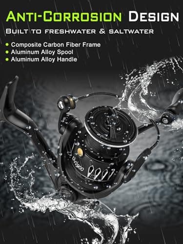 DV2000 Spinning Reel - 5.2:1 Gear Ratio, 5+1 Stainless Steel Bearings, 9LBS Max Drag, Lightweight Carbon Fiber Frame for Freshwater Fishing (5.64oz) — view 2