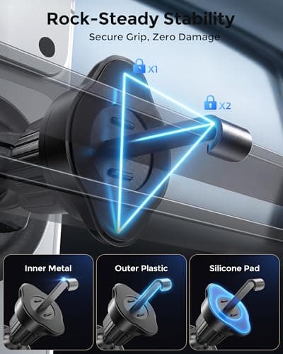 2-in-1 15W Magsafe Car Mount Charger, Magnetic Wireless Car Charger, 360° Dashboard & Air Vent Phone Mount, Phone Holders for Your Car, Car Accessories for Men Women for iPhone 17-12 — view 5