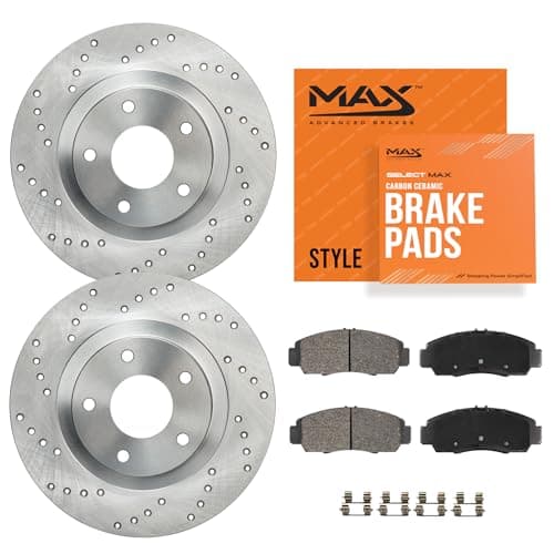 Max Advanced Brakes Rear Brake Kit Compatible With 2016 2017 2018 2019 2020-2022 Lexus RX350 RX450h RX350L RX450hL Replacement Cross Drilled Disc Brake Rotors and Ceramic Brake Pads