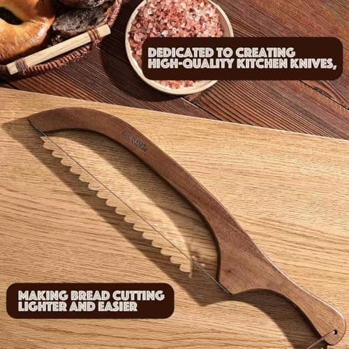 RAPSAKEMOH Bread Knife for Homemade Bread sourdough,Bread slicer for Homemade Bread, Sourdough bread knife, Baguettes and More Cuts Thin,Bow Design Easy to Cutting Even Slices — view 3