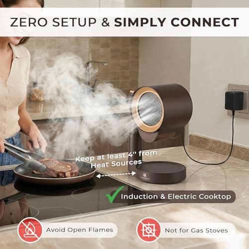 GLENCREAG Desktop Range Hood, Portable Kitchen Exhaust Fan with 3 Speeds, 30°–180° Adjustable Mini Range Hood, Dual Filtration for Tabletop BBQ, Hot Pot, RV, Apartment & Small Spaces — view 5