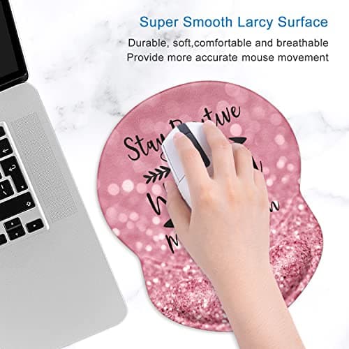 ITNRSIIET Ergonomic Mouse Pad with Gel Wrist Support Small Wrist Rest Smooth Surface Non-Slip PU Base Comfortable Office Supplies Pain Relief, 8.7 x 7.2 inches, Pretty Inspirational Quotes — view 2