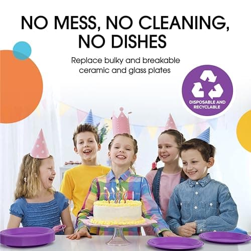 Exquisite Purple Plastic Plates for Party 10" Purple Disposable Plates for Party Supplies 50 Pcs Disposable Dinner Plate Heavy Duty 350 GSM Plate Sets, Plastic Dinnerware Sets — view 5