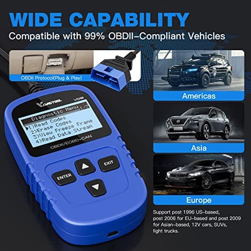 VDIAGTOOL VD10 OBD2 Scanner Code Reader Car Diagnostic Tool Engine Fault Code Reader for Turn Off CEL with Freeze Frame/I/M Readiness for All OBDII Protocol Cars, OBD2 Scanner Diagnostic Tool — view 3
