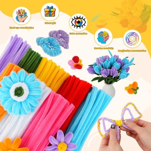 800PCS Pipe Cleaners Flower Kit, Thick Chenille Stems for Arts DIY Craft — view 6